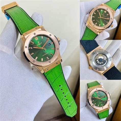 hublot green strap watch|Hublot watch strap with clasp.